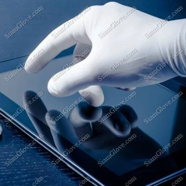 ถุงมือไนไตรสีขาวหนา 4 MIL