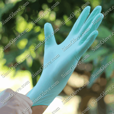ถุงมือไนไตรสีเขียวหนา 4-5 MIL
