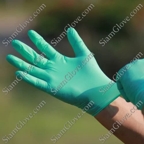 Latex medical glove for hygiene and safety, lightweight and durable.